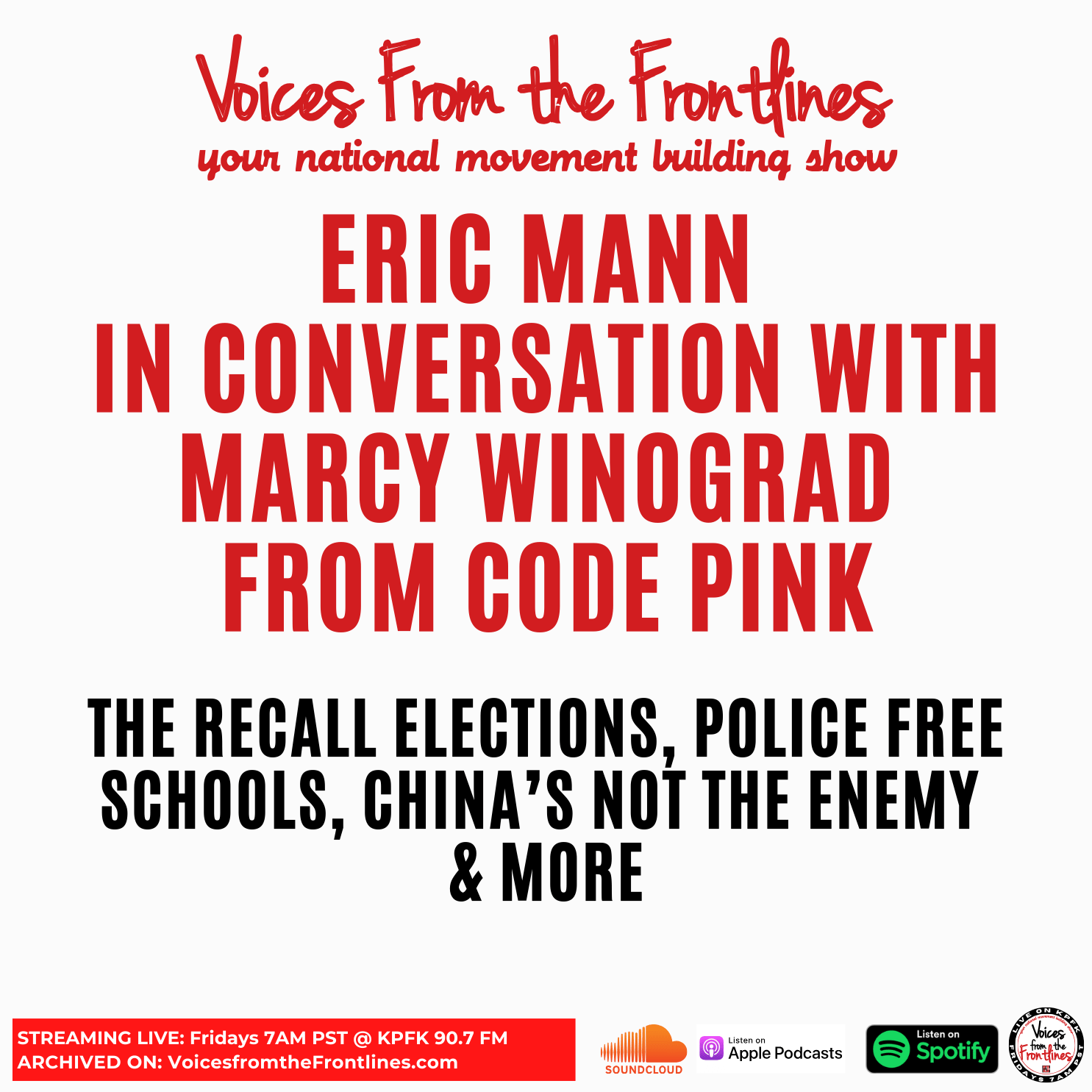 Voices Radio: Eric Mann in Conversation with Marcy Winograd from Code Pink Voices Radio: Eric Mann in Conversation with Marcy Winograd from Code Pink